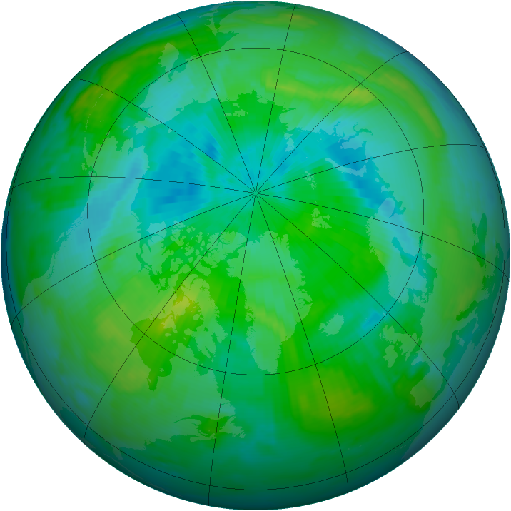 Arctic ozone map for 10 August 1997